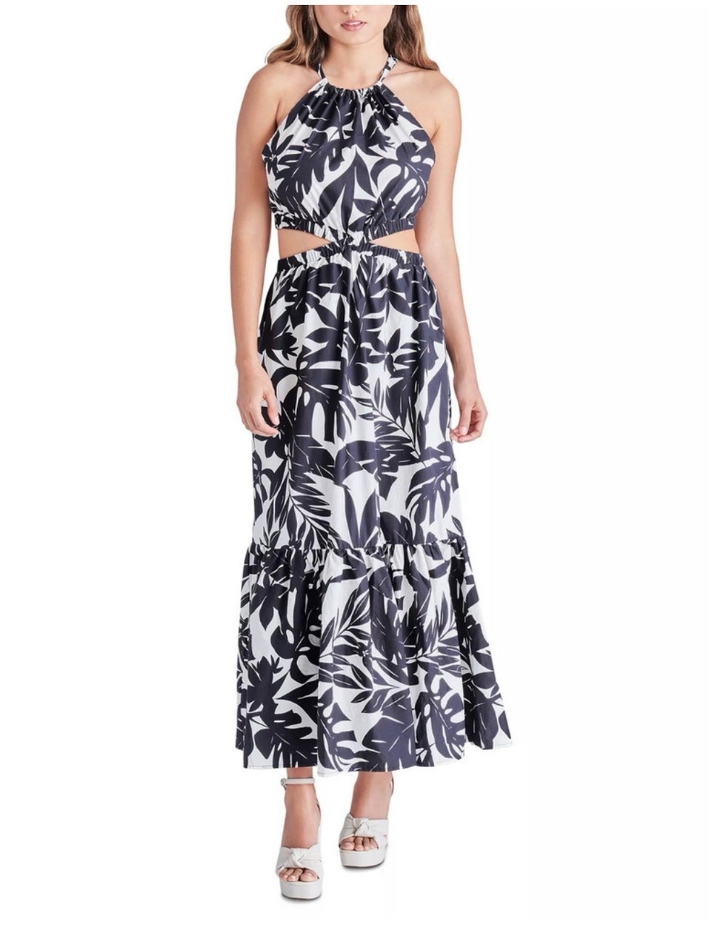 NWT Steve Madden Black White Topical Cutout Dress